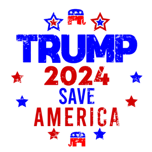 Trump 2024 Save America Red White Blue Distressed Text Design