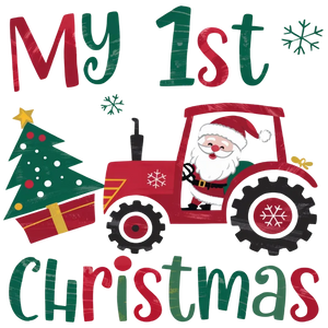 My first christmas - Santa in a tractor