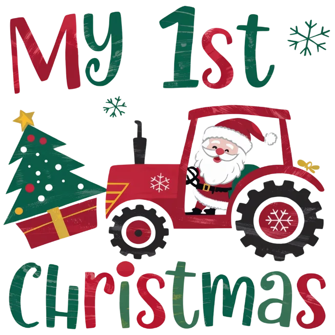 My first christmas - Santa in a tractor