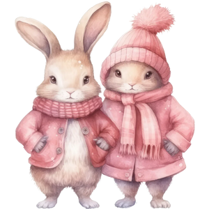 Pink Winter (Cute Rabbit Couple)