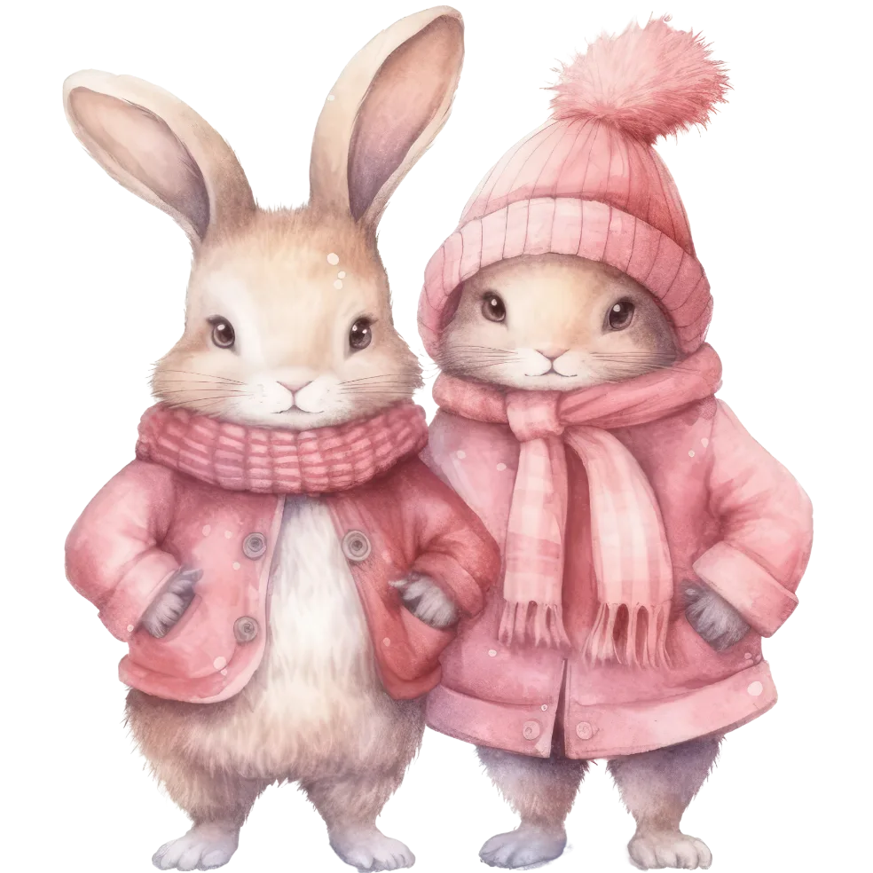 Pink Winter (Cute Rabbit Couple)