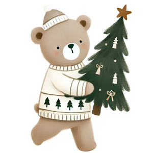 Cute Boho Christmas (Bear with Tree)
