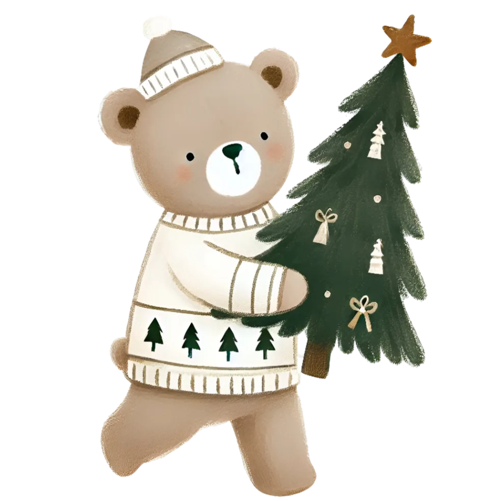 Cute Boho Christmas (Bear with Tree)