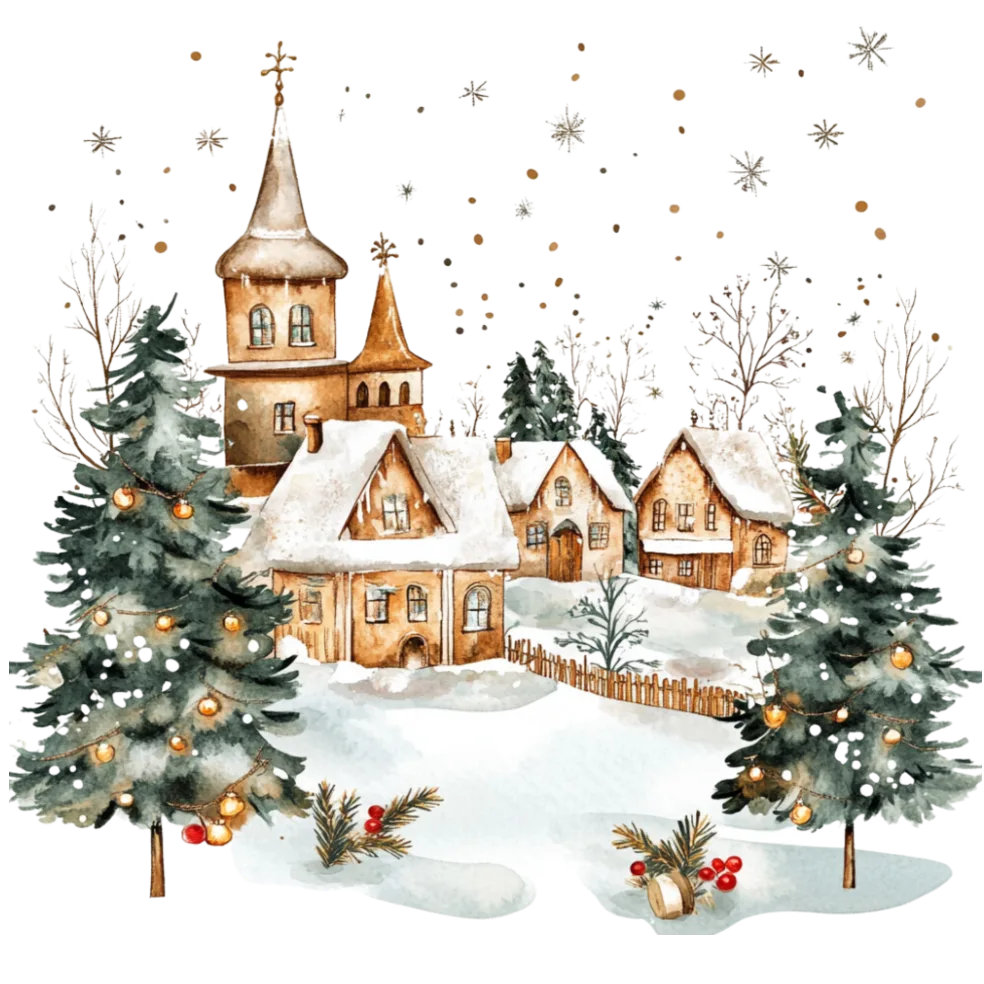 Vintage Old Christmas(Snow Houses)