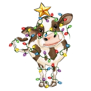 Christmas Cow with Fairy lights