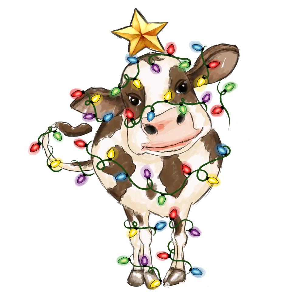Christmas Cow with Fairy lights