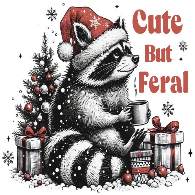 Cute But Feral Christmas Raccoon