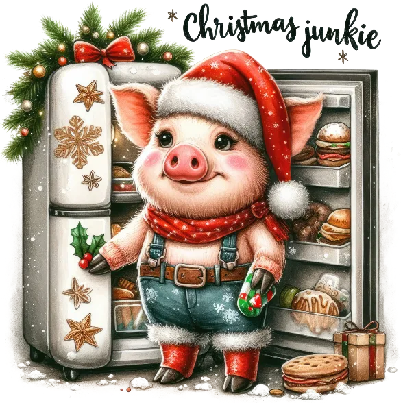 Cute Piggy Christmas Junkie
