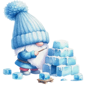 Baby Blue Gnome Building an Igloo