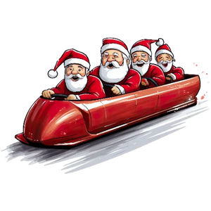 Santa Clauses on a Bobsled Adventure