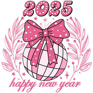 Happy New Year 2025 Coquette Disco Ball with Bow