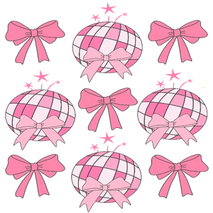 Retro Pink Coquette Disco Ball and Bow Patterns
