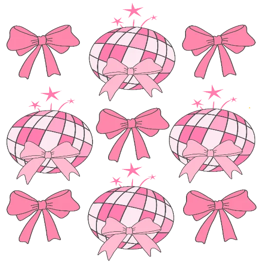 Retro Pink Coquette Disco Ball and Bow Patterns
