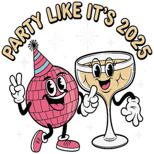 Party Like It's 2025 Disco Ball And Champagne Glass
