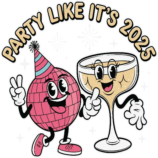 Party Like It's 2025 Disco Ball And Champagne Glass