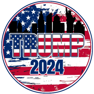 Trump 2024 USA Landmarks and Flag Background