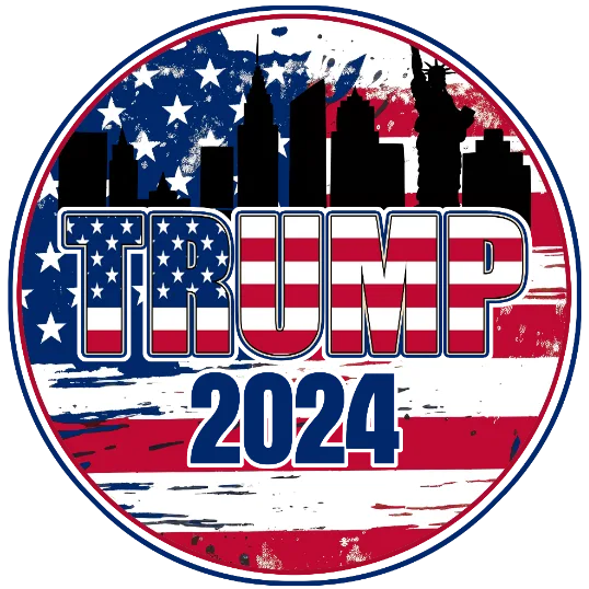 Trump 2024 USA Landmarks and Flag Background