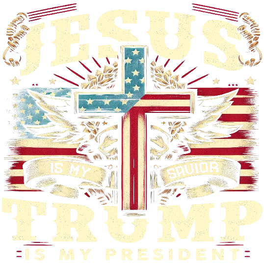 USA Flag Themed Cross- Jesus Is My Savior And Trump Is My President