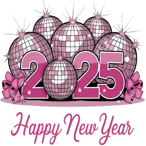 Happy New Year Disco Pink Balls
