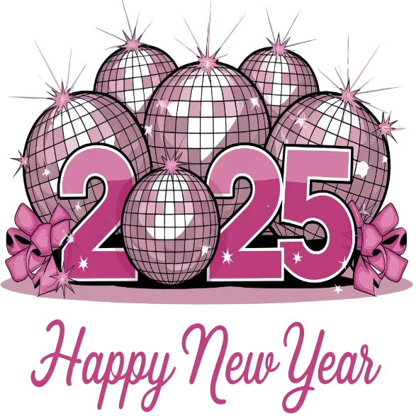Happy New Year Disco Pink Balls