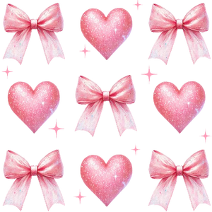 Glittery Hearts And Pink Ribbons Patterns