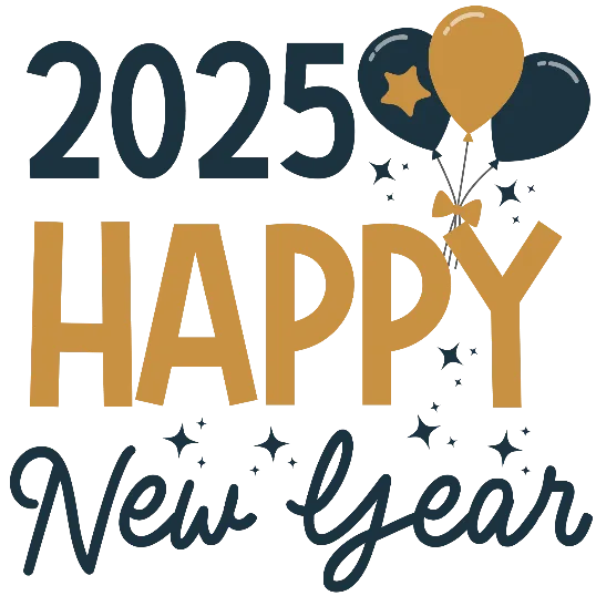 2025 Happy New Year - Golden And Black