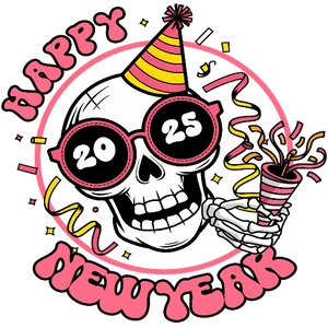 Happy New Year 2025 - Partying Skeleton