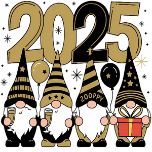 New Year 2025 Gnomes - Golden And Black Themed