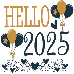 Hello 2025 - Hearts Pattern