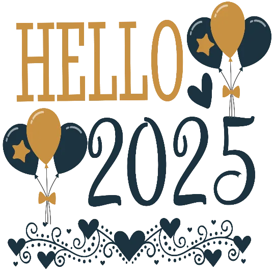 Hello 2025 - Hearts Pattern