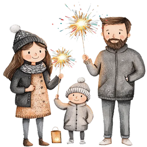 Cute Family Enjoying New Years