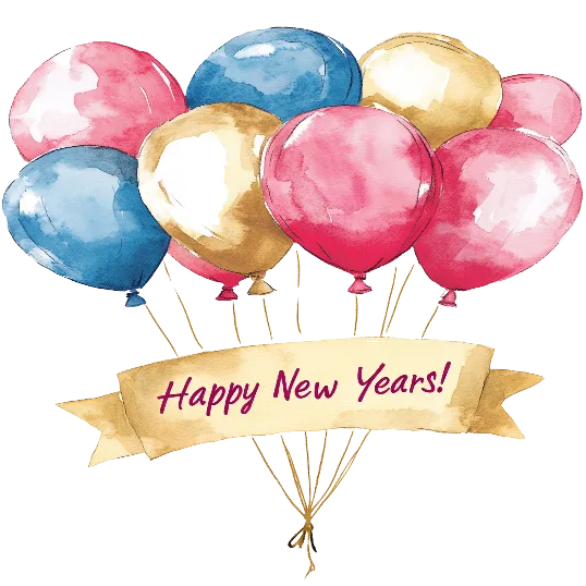 Happy New Year - Colorful Balloons