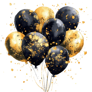 New Years Balloons - Black And Golden Celebrations