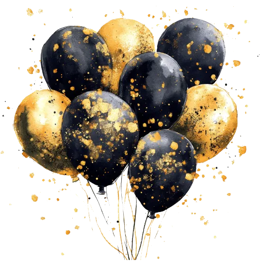 New Years Balloons - Black And Golden Celebrations