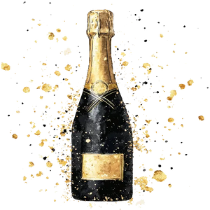 Champagne Bottle - Golden And Black Celebrations