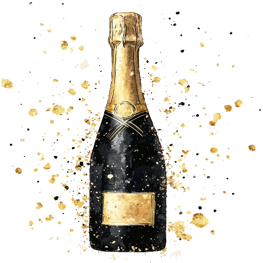 Champagne Bottle - Golden And Black Celebrations