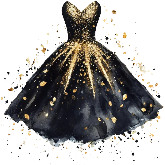 Sparkling Black Dress - Golden And Black Celebrations