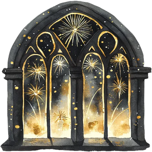 Fireworks From Window I - Golden And Black Celebrations