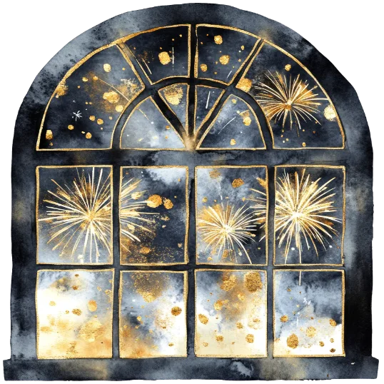 New Year's Eve Celebration Fireworks - Golden And Black Fireworks