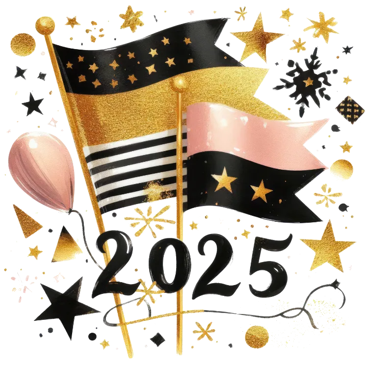 New Year Celebration With Flag