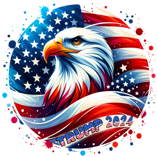 Star-Sprangled Trump 2024 - Bald Eagle And USA Flag Background