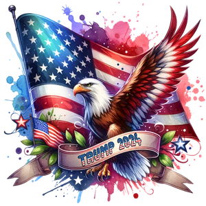 Red-Winged Eagle With USA Flag - Trump 2024
