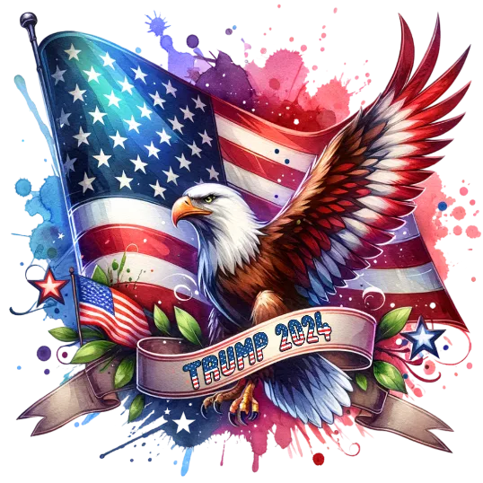 Red-Winged Eagle With USA Flag - Trump 2024