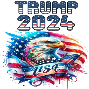 Trump 2024 - USA Flag Themed Banner With Bald Eagle