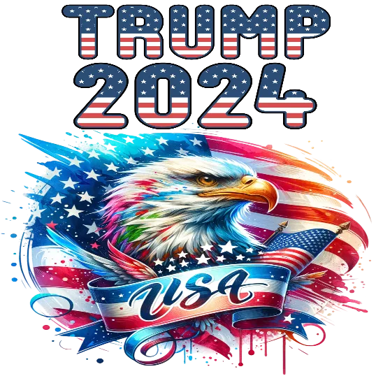 Trump 2024 - USA Flag Themed Banner With Bald Eagle