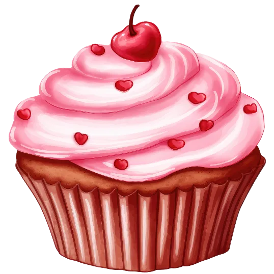 Pink Cherry Cupcake - Valentine's