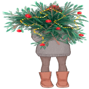 Lady With Christmas Bouquet