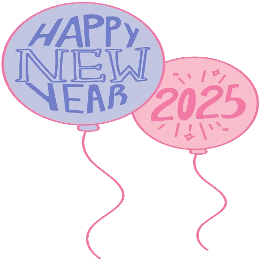 Happy New Year 2025 Balloons - Pastel New Years