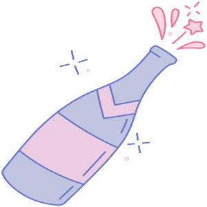 Opened Champagne - Pastel New Years