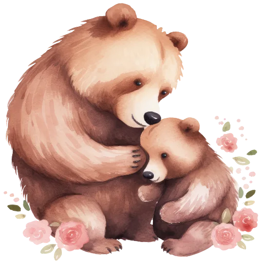 Cute Mom And Baby Bear